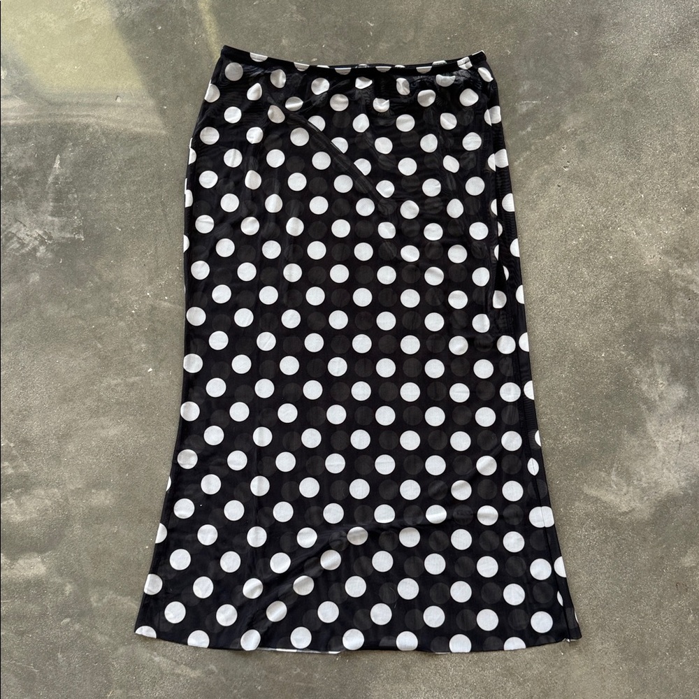 UO Dottie Sheer Mesh Polka Dot Midi Skirt - Picture 4 of 9